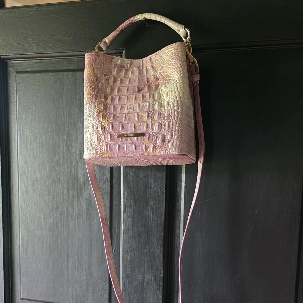 Brahmin Mini Amelia Lilac Melbourne Bucket Bag / Crossbody - Picture 2 of 16
